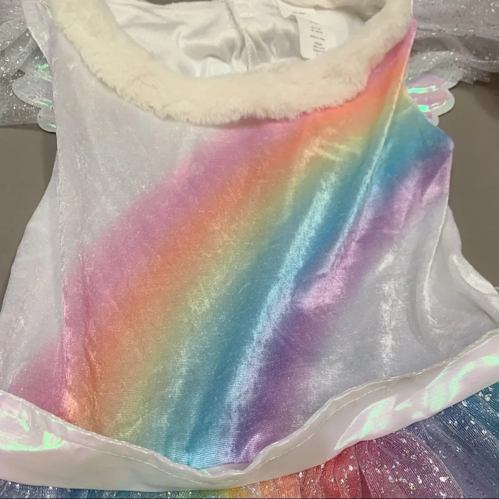 Girls RAINBOW UNICORN PEGASUS dress costume, girls L 10-12.